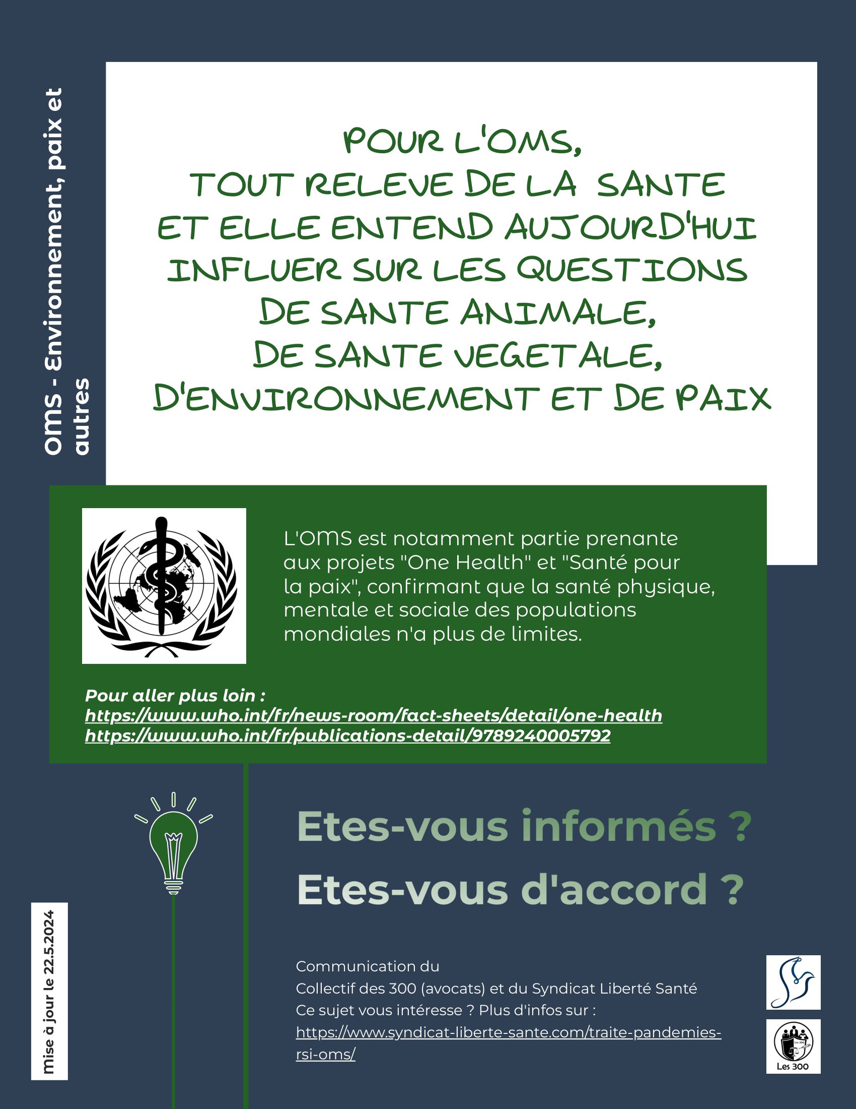 11. Environnement, Paix et Autres - Traité Pandémies OMS Règlement Sanitaire International Collectif des 300 IAL- Syndicat Liberté Santé SLS