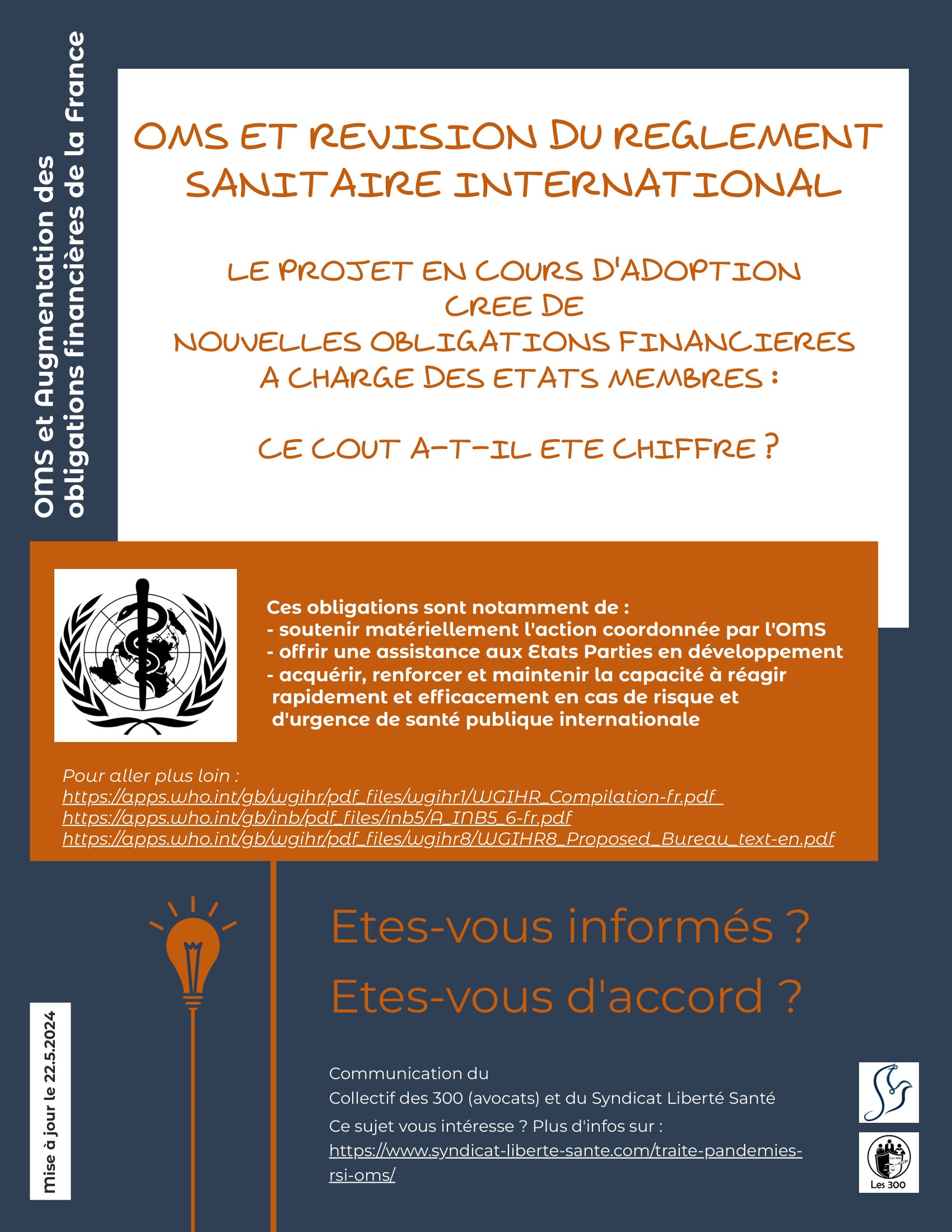 3. Obligations financières de la France - Traité Pandémies OMS Règlement Sanitaire International Collectif des 300 IAL- Syndicat Liberté Santé SLS