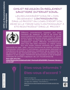 4. Recommandations contraignantes - Traité Pandémies OMS Règlement Sanitaire International Collectif des 300 IAL- Syndicat Liberté Santé SLS