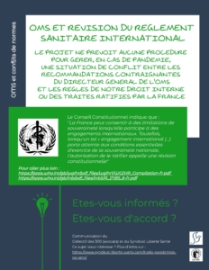 5. Conflit de normes - Traité Pandémies OMS Règlement Sanitaire International Collectif des 300 IAL- Syndicat Liberté Santé SLS