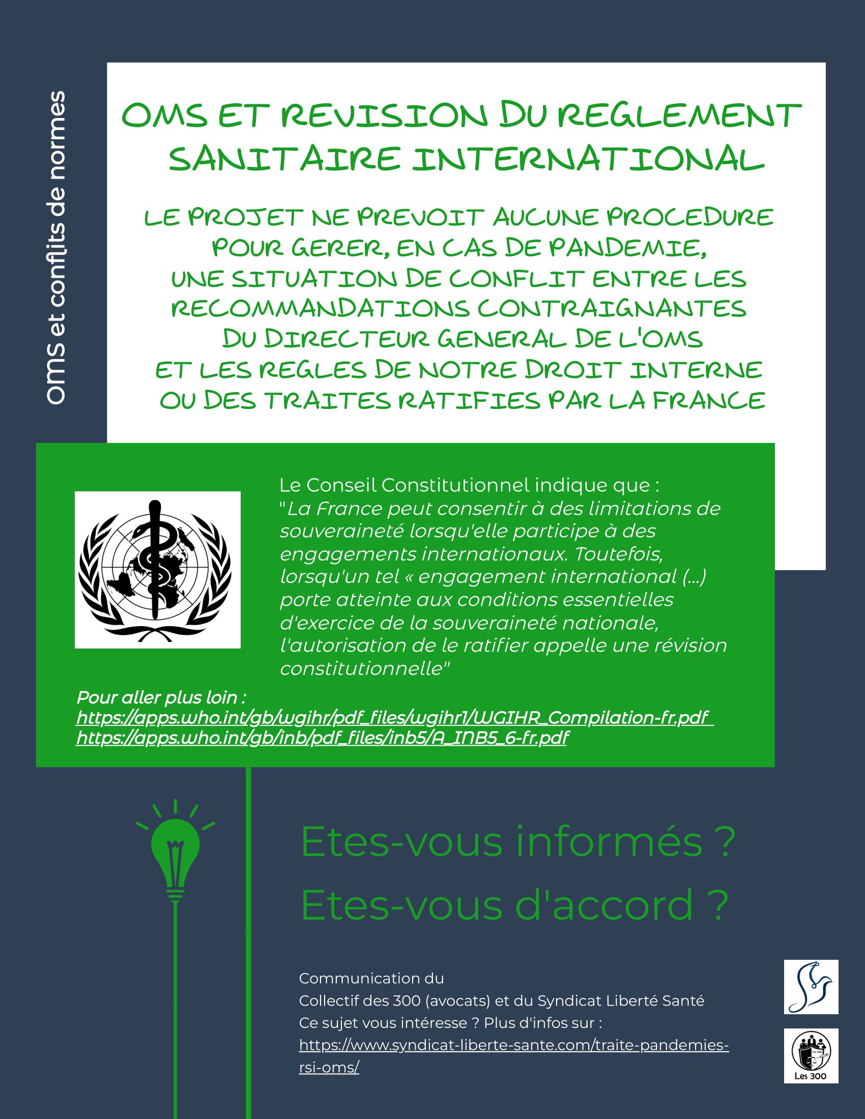 5. Conflit de normes - TraitÃ© PandÃ©mies OMS RÃ¨glement Sanitaire International Collectif des 300 IAL- Syndicat LibertÃ© SantÃ© SLS