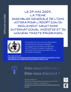 7. 24 mai 2024 - Traité Pandémies OMS Règlement Sanitaire International Collectif des 300 IAL- Syndicat Liberté Santé SLS