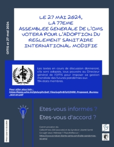 7. 24 mai 2024 - Traité Pandémies OMS Règlement Sanitaire International Collectif des 300 IAL- Syndicat Liberté Santé SLS