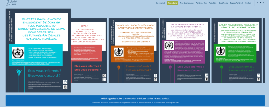 Bulles d'information Action Traité Pandémies RSI OMS - Syndicat Liberté Santé SLS