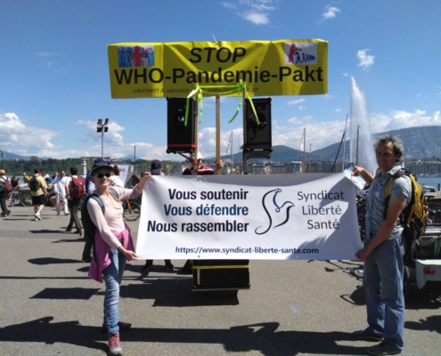 Ismaël Flores Liberté manifestation Genève Suisse Traité Pandémies RSI OMS Syndicat Liberté Santé SLS