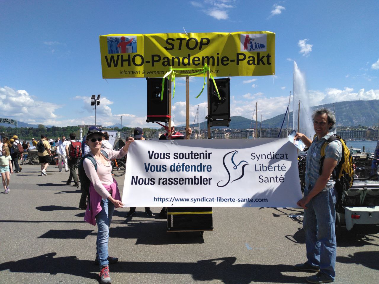 Ismaël Flores Liberté manifestation Genève Suisse Traité Pandémies RSI OMS Syndicat Liberté Santé SLS
