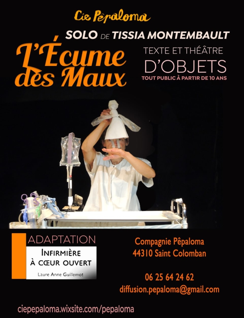 Affiche L'Écume des Maux pièce théâtre soignants suspendus laure anne guillemot