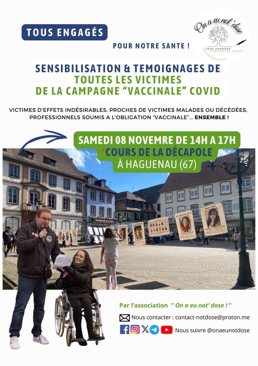 Manifestation Haguenau On a eu not'dose 8 novembre 2025 Alsace Grand Est Marc Heinrich Syndicat Liberté Santé SLS