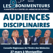 Affiches A4v SLS Médecins de Plateau COVID Les 9 Bonimenteurs Audiences Ordre des Médecins Syndicat Liberté Santé
