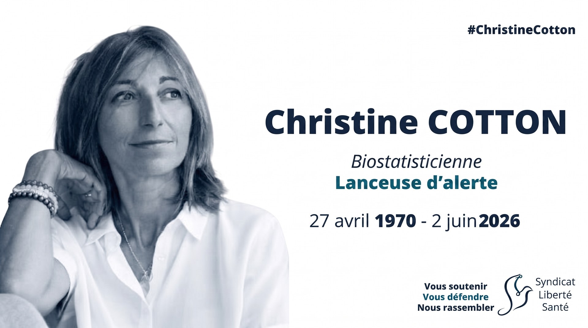 Hommage a Christine Cotton, biostatisticienne et lanceuse d'alerte - Syndicat Liberte Sante