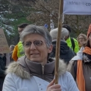Pascale POLLY, infirmière, lors d'une mobilisation du Syndicat Liberté Santé
